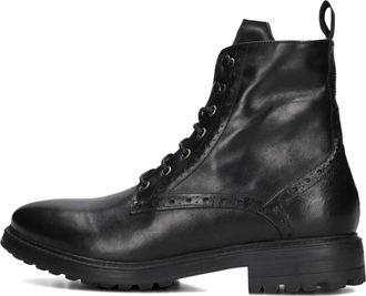 Stefano Lauran Zwarte Leren Herenlaarzen 3351 - Heren - Veterlaarzen - Zwart - 42 EU - Leer - Schoenen