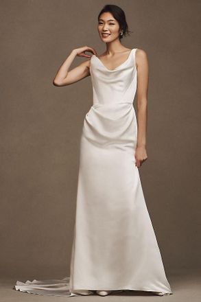 Watters Wtoo by Watters Gigi Draped U-Neck Column Wedding Gown