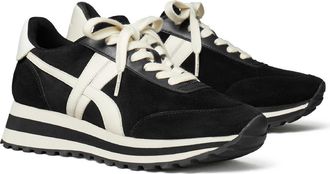 Tory Burch Hank Wedge Runner Sneaker in Black/ivory/white at Nordstrom, Size 6.5