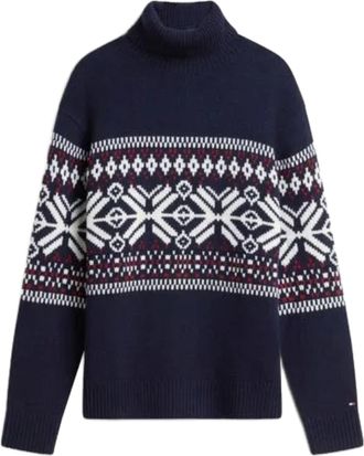 Tommy Hilfiger Fair Isle Wool Blend Roll Neck Sweater