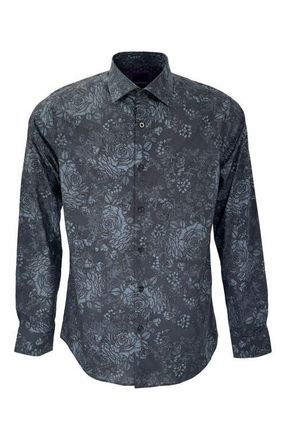 Lords of Harlech Nicoli Button-Up Shirt in Roma Floral Charcoal at Nordstrom, Size X-Large