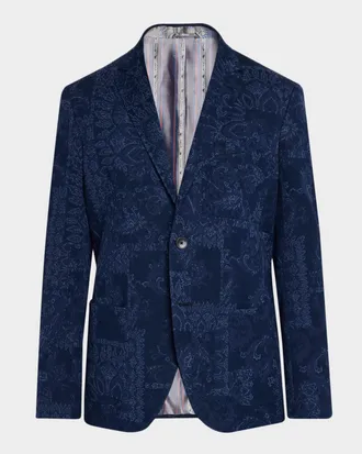 Etro Men & apos;s Floral Motif Cotton Jacquard Sport Coat