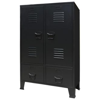 Berkfield Home Wardrobe Metal Industrial Style 67x35x107 cm Black | Size: 67 x 35 x 107 cm