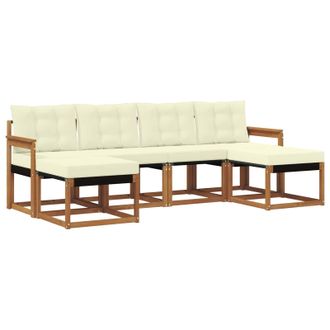 vidaXL Conjunto De Sof&aacute;s De Exterior Con Coj&iacute;n 6 Pcs Natural Y Crema Vidaxl