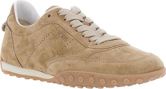 Tod's Womens Low-Top Suede Sneakers Beige Calfskin Trainers