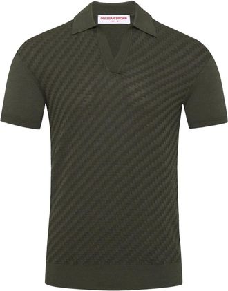 Orlebar Brown Horton top met polokraag en jacquard - Groen