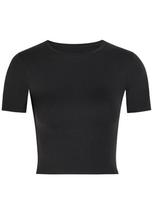 Nike Zenvy Infinasoft Jersey Cropped T-shirt - Black Grey - Xxs (UK4 / Xxs)