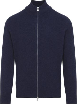Brunello Cucinelli Full Zip Cardigan - Heren - Vesten - Blauw - XL - Kasjmier - Truien & Vesten