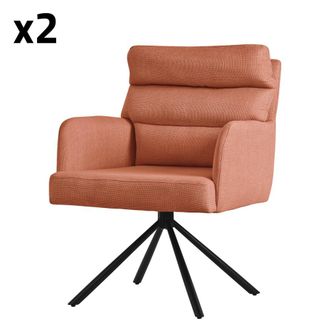 ML Design Set de 2 sillas de comedor giratorias, naranja, de poli&eacute;ster