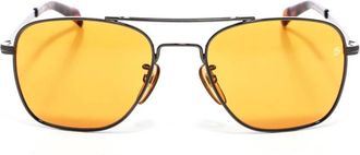 Eyewear by David Beckham Klassieke vierkante metalen zonnebril - Heren - Zonnebrillen - Grijs - ONE Size - Accessoires