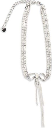Self Portrait Crystal Double Bow Choker - Silver