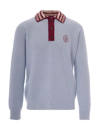 Dr&ocirc;le de Monsieur Textured Knit Polo Shirt with Contrasting Details