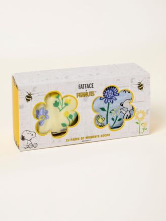 Fat Face FatFace Multi Two Pack Snoopy Bee Socks in a Box