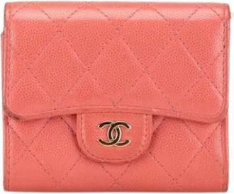 Chanel Pre-owned Wallets, female, Pink, Size: ONE SIZE Pre-owned Quilted Caviar Leather Wallet