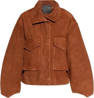 AllSaints Clay Su&egrave;de Jas - Dames - Leren en Su&egrave;de Jassen - Bruin - L - Su&egrave;de - Jassen