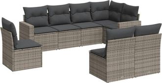 vidaXL Vidaxl - Set De Sof&aacute;s De Jard&iacute;n 8 Pzas Y Cojines Rat&aacute;n Sint&eacute;tico Gris