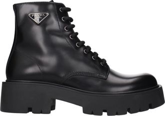 Prada mannens Enkellaarzen zwart leer