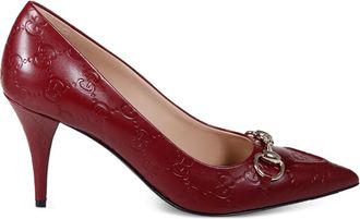 Gucci Pumps met Horsebit-detail en GG-patroon - Rood