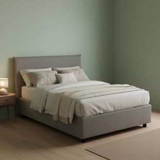 Dmora Dmora - Cama De Plaza Y Media Daceret, Cama Contenedor Con Revestimiento De Tela, 100% Made In Italy, Apertura Frontal, Con Colch&oacute;n Cm 120x190 Incluid