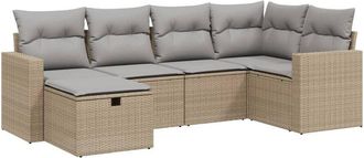 vidaXL Vidaxl - Juego De Sof&aacute;s Jard&iacute;n Con Cojines Beige Mezcla 6 Pzas Rat&aacute;n Pe