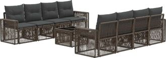 vidaXL Conjunto De Sof&aacute;s De Jard&iacute;n 9 Uds. Gris Rat&aacute;n Sint&eacute;tico Vidaxl