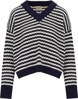 Max Mara Jersey Spiga con cuello de pico - Knitwear - Mujer - Azul - XS