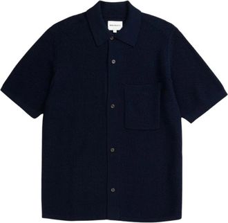 Norse Projects Fredensborg Short Sleeve Shirt - Heren - Korte mouwen Overhemden - Blauw - M - Overhemden