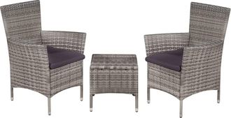 vidaXL Set Mesa Y Sillas Bistr&oacute; Jard&iacute;n 3 Pzas Rat&aacute;n Sint&eacute;tico Marr&oacute;n Vidaxl
