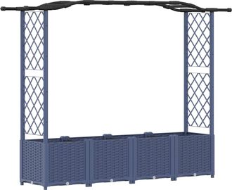 vidaXL Cama Elevada Con Trellis Y Techo Gris 204 X 40 X 138 Cm Pp Vidaxl