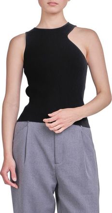 endless rose Asymmetric Cutout Rib Knit Tank Top in Black at Nordstrom, Size X-Small