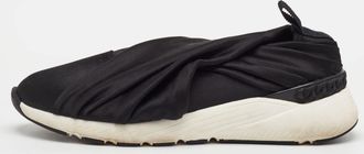 Casadei Size 35 Black Satin Slip On Sneakers