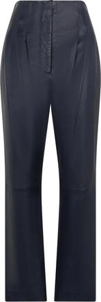 Alberta Ferretti Straight Leg High Waist Broeken - Dames - Straight fit broeken - Zwart - L - Leer - Broeken