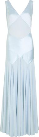 Self Portrait Panelled Satin and Stretch-jersey Maxi Dress - Blue - 16 (UK16 / XL)