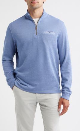 Johnnie-O Flame Stitch Quarter Zip Pullover in Cloudburst at Nordstrom, Size Xx-Large