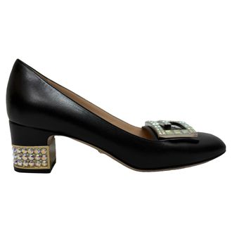 Gucci Gucci G-Embelleerde Block-Heel Pumps in Zwart Leder