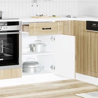 Berkfield Home Kitchen Base Cabinet Lucca Sonoma Oak Engineered Wood in Light Tan
