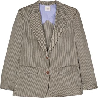 Alysi striped single-breasted blazer - women - Linen/Flax/Cotton/Polyamide/Polyester - 48 - Black