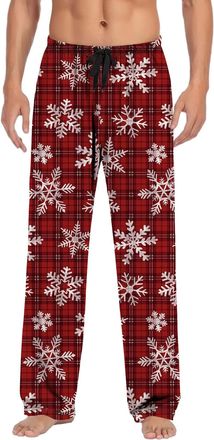 Generic Work Trousers Men, Pants Men Basic Classic Style Christmas Casual Pajamas with Drawstring Red