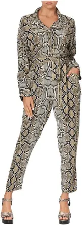 Camilla Jumpsuits & Playsuits, Dames, Bruin, S, Zijden Jumpsuit met Kakadu Print