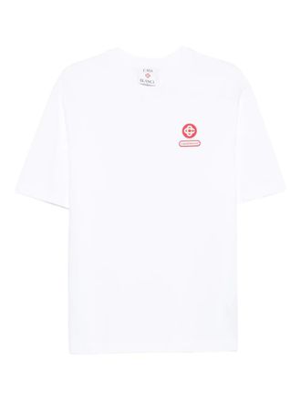 Casablanca logo-patch cotton T-shirt - White