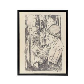 Artery8 War Veteran The Way Home Max Beckmann Black Framed Canvas Art Print in Beige | Size: W24 x H32