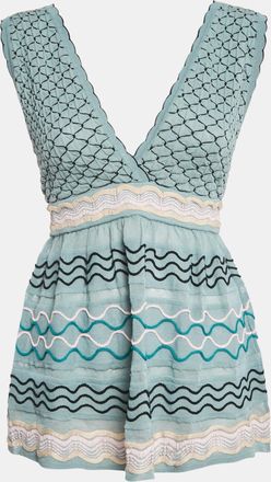 M Missoni Blue Patterned Knit Sleeveless Top