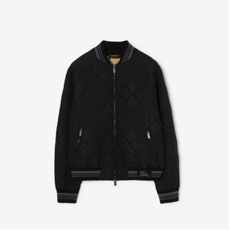 Burberry Micro Check-stitch Nylon Blend Bomber Jacket