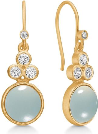 Frk. Lisberg Accessoires, Dames, Geel, ONE Size, Chalcedon Aqua Oorbellen met Zirkonia