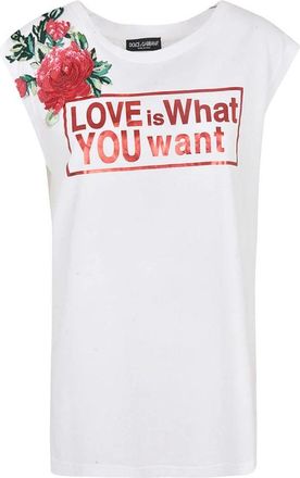 Dolce & Gabbana Mouwloze Top- Oversized Stijl - Dames - Tops zonder mouwen - Wit - M - Katoen - Tops