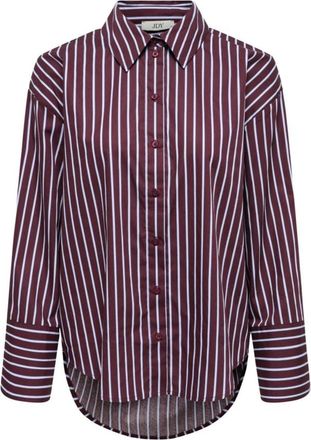 Jacqueline de Yong Gestreept katoenen shirt met lange mouwen - Dames - Overhemden - Rood - S - Katoen - Overhemden