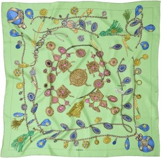 Versace Accessoires, Dames, Veelkleurig, ONE Size, Foulard 90x 90 Zijde Keper Bio Print Broken Jewels