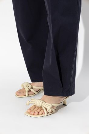 Loewe Flamenco Knot Heeled Mules, Womens, Cream