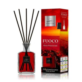 Trade Shop Trade Shop - Maxi Diffusore Ambiente Cubo Con Bastoncini Fragranza Fuoco Rosa Passionale 250ml