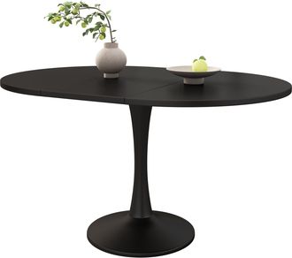 STILVORA Mesa De Comedor Extensible Ovalada De Mdf, Mesa De Comedor Y Caf&eacute;, 100/140 X 100 Cm, Negro